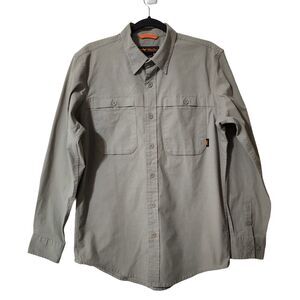 Walls Mens Greenville Outdoor Work Shirt Beige Long Sleeve Button-Up Size M